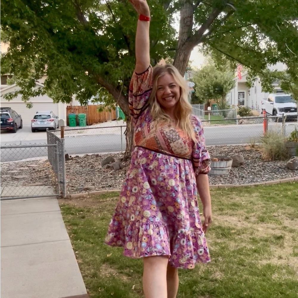 Floral Patchwork Three Bird Nest Dress